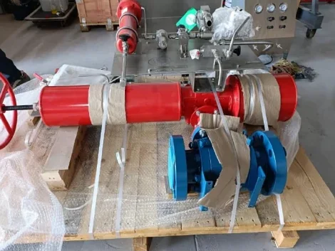ESDV assembly with actuator and ball valve prepared for factory acceptance test