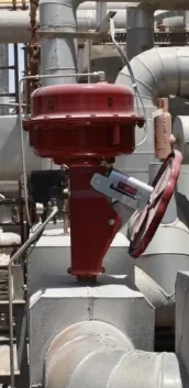 Replacement actuator installed on the valve after retrofit